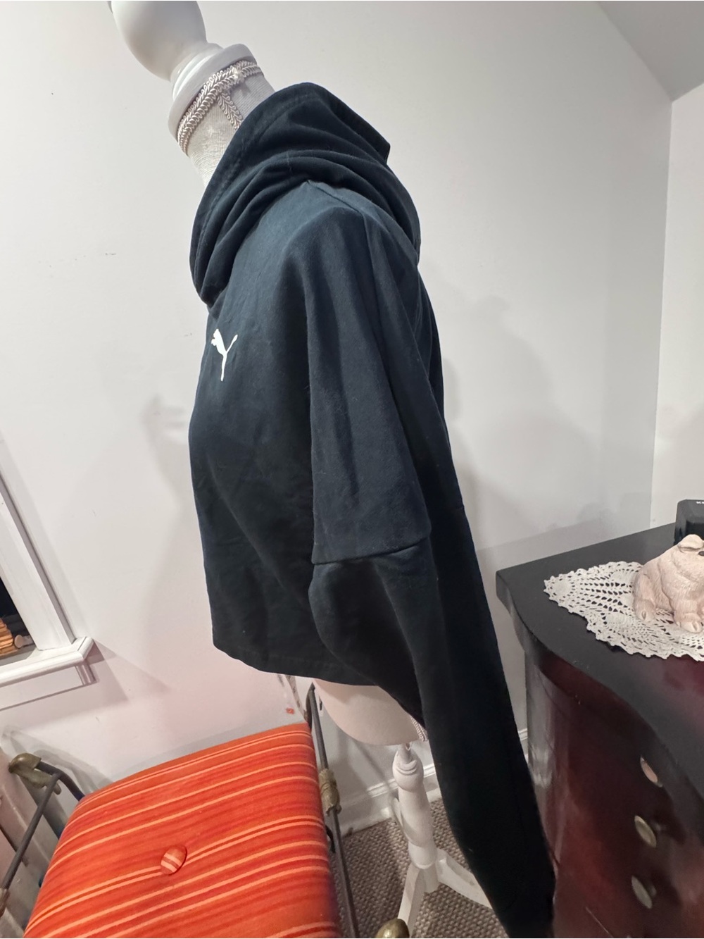 Puma Black Hoodie with White Puma Logo - Picture 4 of 11